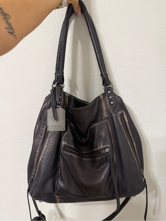 Free People Handbags - Free People Distressed Black Leather Hobo Shoulder Bag